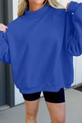 Blue Oversized Mock Neck Sweatshirt