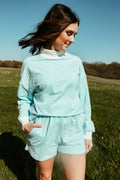 Blue Mock Neck Set