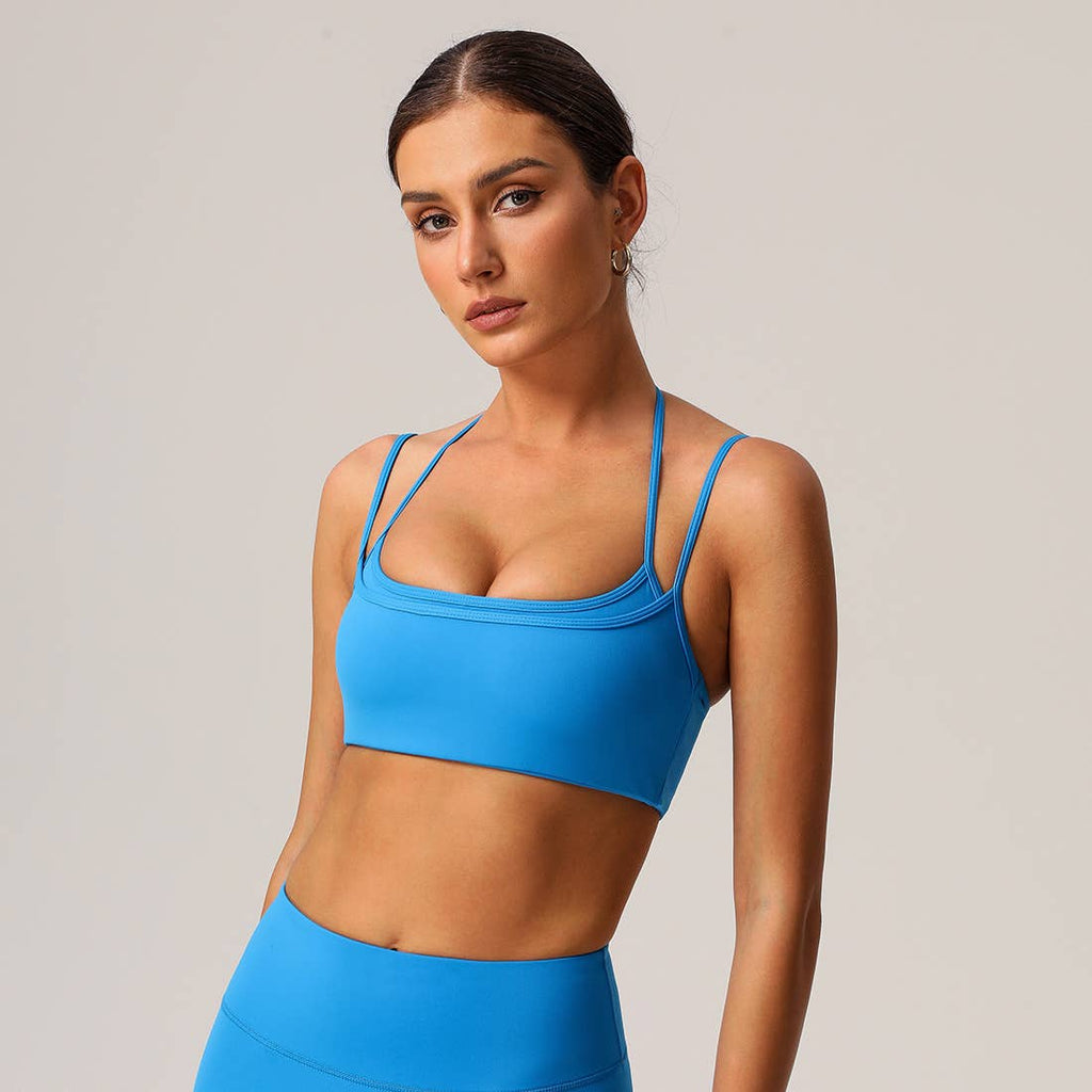 Thin Strap Halter Neck Fitness Sports Bra