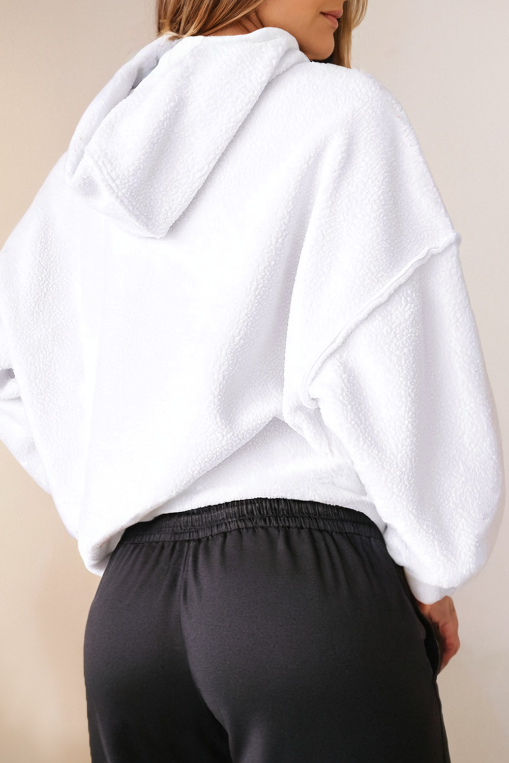 Sherpa Drop Shoulder Long Sleeve Hoodie